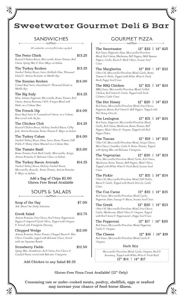 Sweetwater Gourmet Deli & Bar Menu image 1